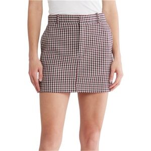 Madewell Red and Black Checkered Mini Skirt